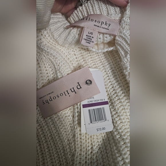 PHILOSOPHY Sleeveless Knit Pullover Top In Ivory. Size Large NWT - Picture 6 of 13